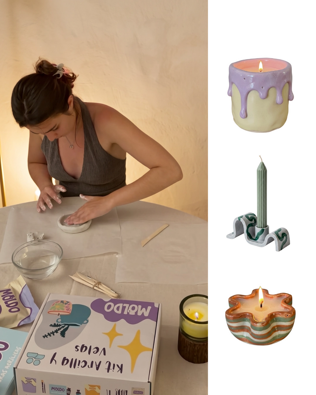 Kit Arcilla y Vela para una persona